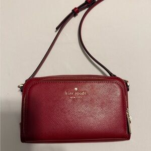 Kate Spade Staci Dual Pocket Red Jam Crossbody Bag NWT